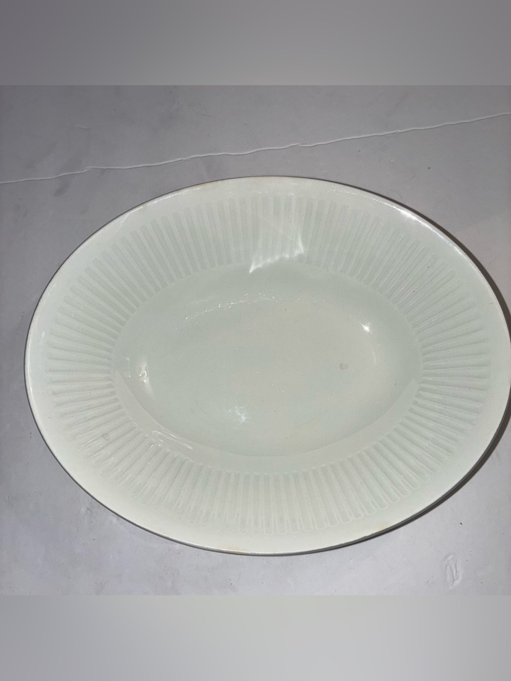 Vintage Johnson Brothers Athena White Ribbed Vegetable Serving Bowl England